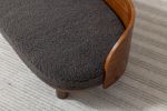 Scandinavian style Elevated Dog Bed Pet Sofa With Solid Wood legs and Bent Wood Back, cashmesh Cushion, Walnut wood, dark grey cashmere.