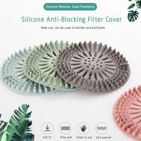 Round Silicone Drain Hair Catcher Drain Cover Hair Trap Kitchen Sink Strainer Bathroom Shower Bath Stopper Filter For Kitchen (Color: gray)